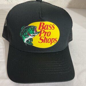 Bass Pro Shops Black Mesh Trucker Hat OSFM